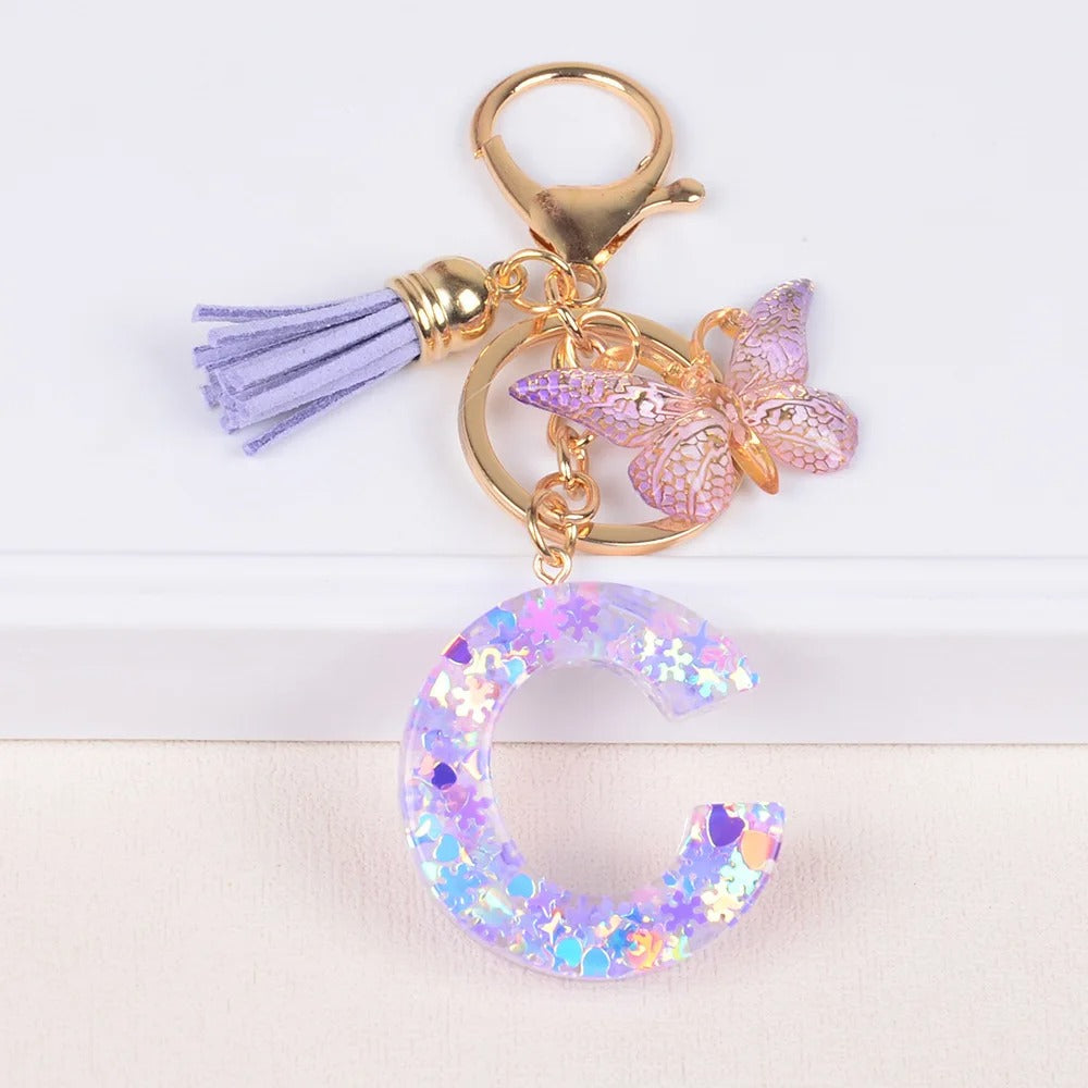 🔥Butterfly Letter Keychain Tassel Design Vibrant Durable Lightweight Gift